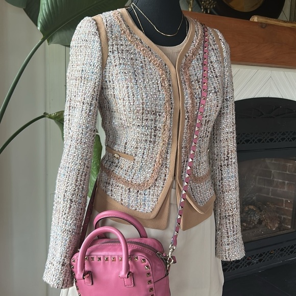 Elegant Tweed Jacket - Cream and Tan - Picture 14 of 15
